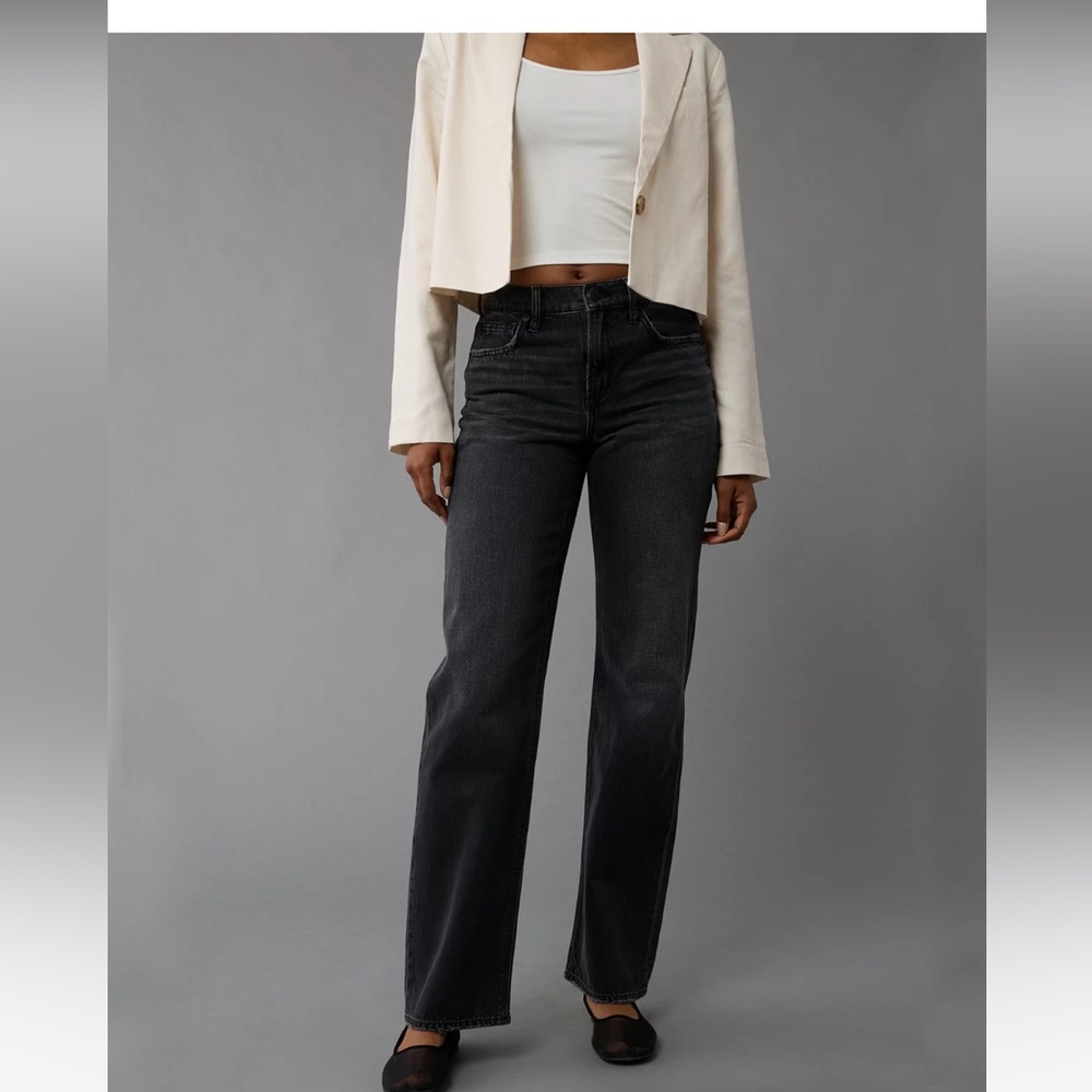 American Eagle Outfitters NWT Black Blaze Stovepipe Strigid Jeans 28L 6L tall